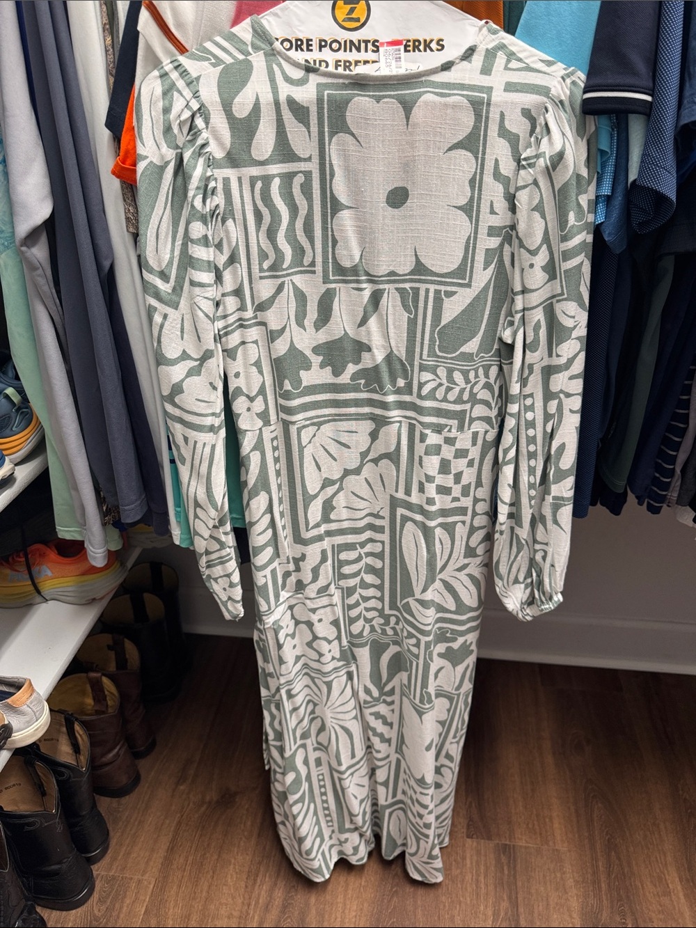 Petal & Pup Kolby Long Sleeve Midi Dress Light Green & White Printed Maxi Dress - Picture 11 of 11